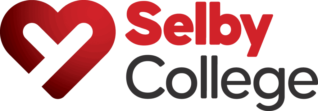 Selby College logo featuring a red heart and bold text.