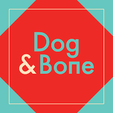 Dog & Bone logo featuring red diamond and teal accents. Ideal for York Pride's inclusive communications.
