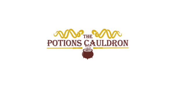 The Potions Cauldron logo with swirling golden designs and a bubbling cauldron symbol at the bottom centre.