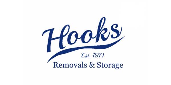 Hooks Removals and Storage logo, established 1971, in classic blue text on a white background.
