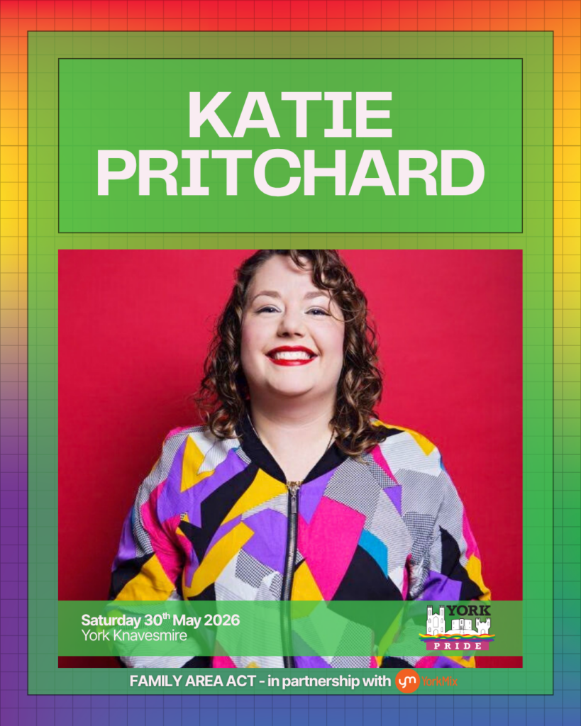 Performer in vibrant jacket at York Pride Family Area, 30 May 2026 at York Knavesmire. Event in partnership with YorkMix.